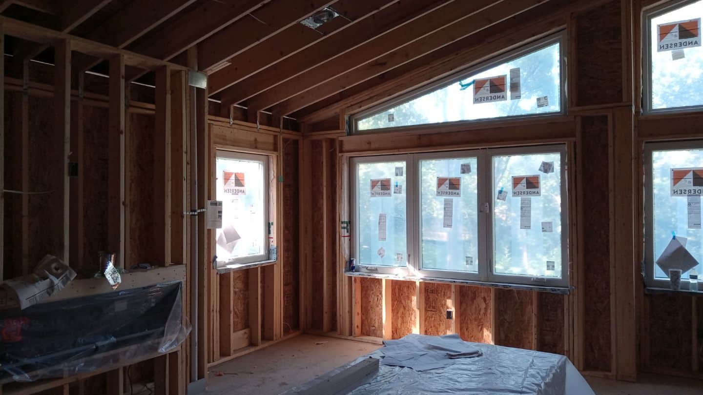 Ann Arbor new construction interior framing before spray foam